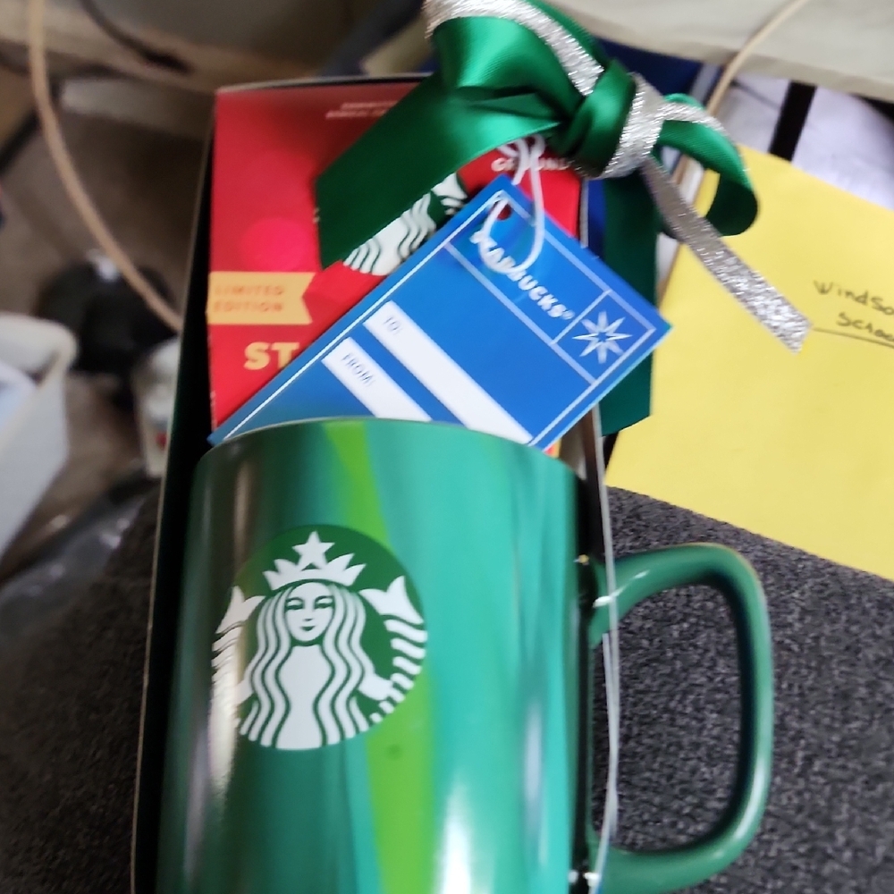 Starbucks Green and Blue Mug with Gift Set